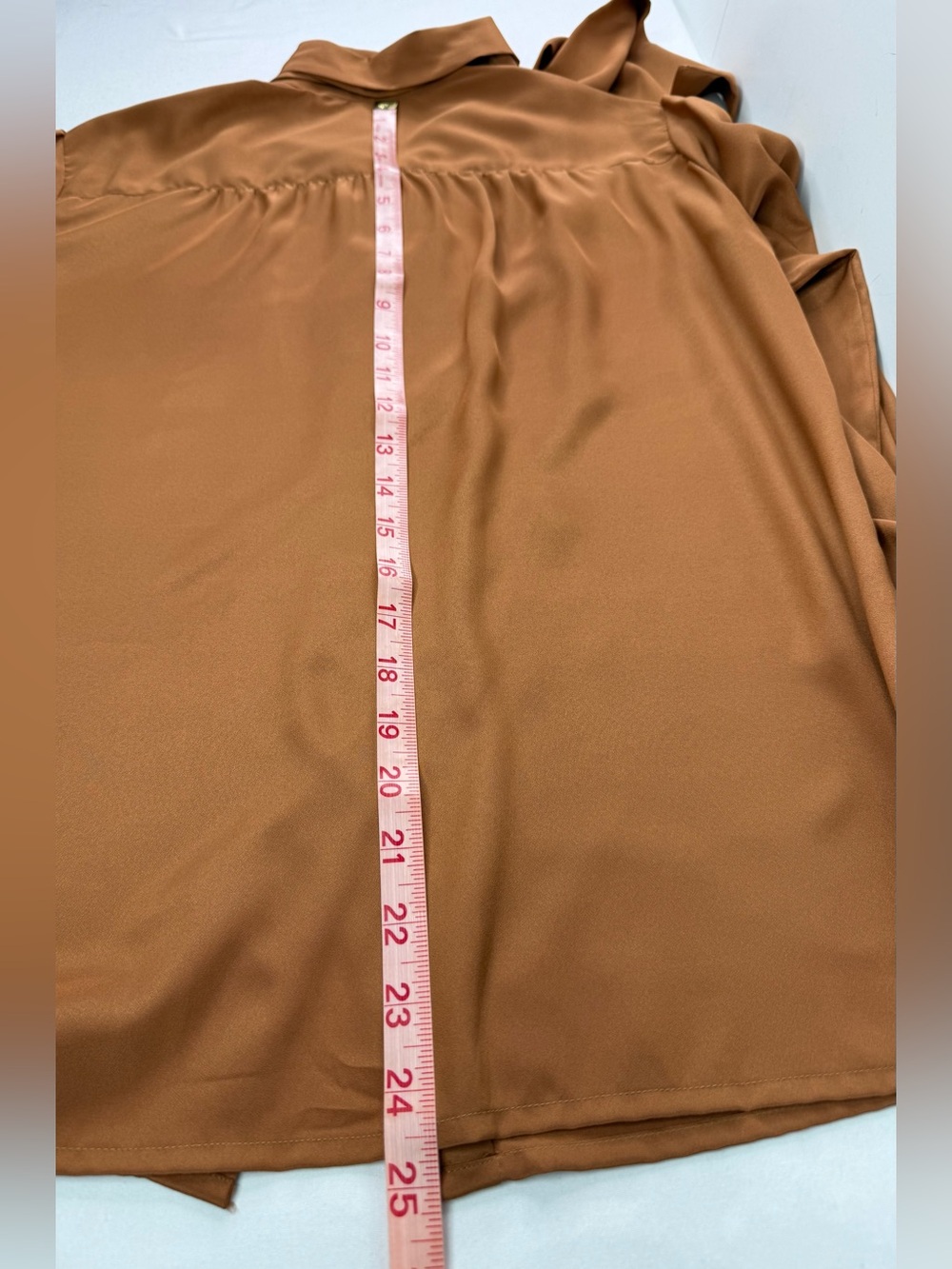 Neiman Marcus Jack Mulqueen Satin Tie-Neck Blouse Copper Brown Vintage Size 8 - Picture 10 of 10